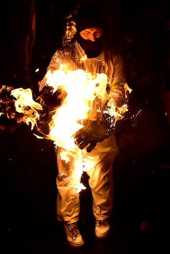 Celebración de las bolas de fuego en Nejapa, San Salvador, El Salvador