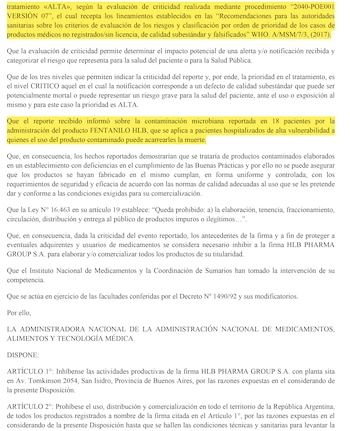 ANMAT laboratorio fentanilo