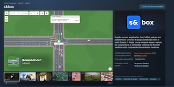 Captura de pantalla de la tienda de Steam para el juego s&box que muestra imágenes de jugabilidad, reseñas de usuarios e información general