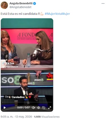 Apoyo de Ángela Benedetti a Paloma Valencia marcó distancia con el Gobierno Petro - crédito @AngelaBenedet/X
