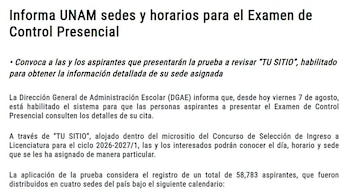 Comunicado Oficial UNAM.
