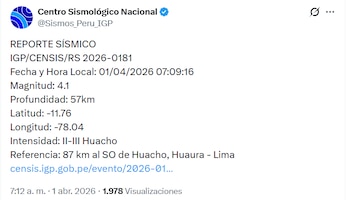 El Instituto Nacional de Defensa Civil (Indeci) recomienda mantener la calma, seguir los protocolos de seguridad y prestar apoyo a personas vulnerables durante estos eventos - Créditos: @Sismo_Peru_IGP.