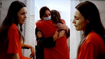 Pampita siendo consolada por Estefanía