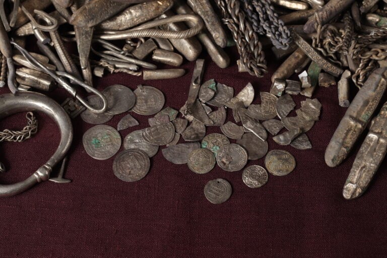 El hallazgo en Rebild reunió unas 700 piezas y fragmentos de plata y se convirtió en el mayor tesoro de plata de la Era Vikinga descubierto en Dinamarca. - Gentileza: Museos del Norte de Jutlandia / Nordjyske Museer