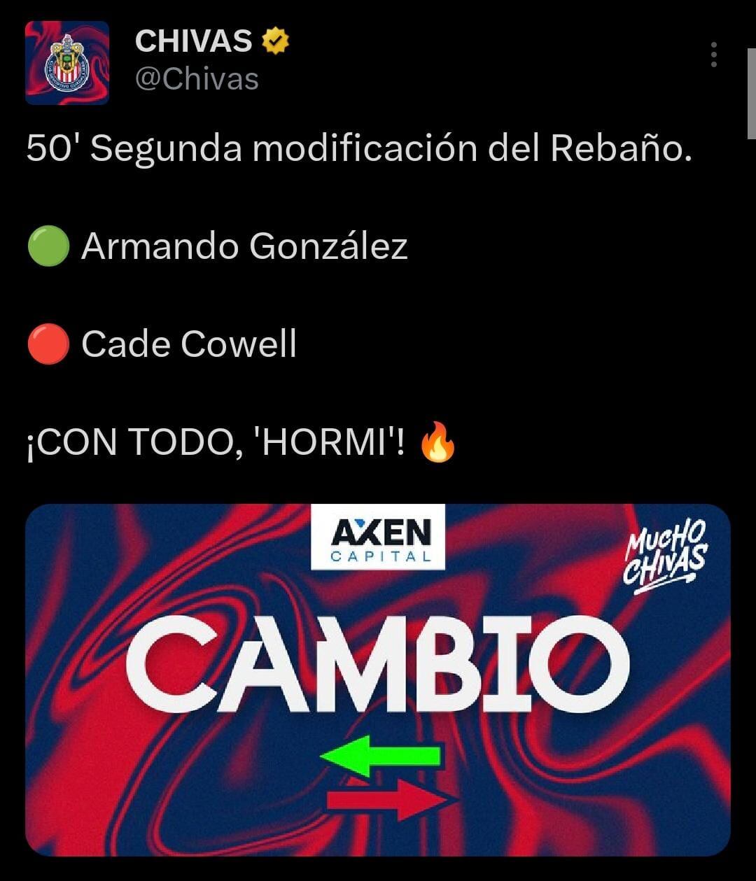 Segundo cambio del Guadalajara.