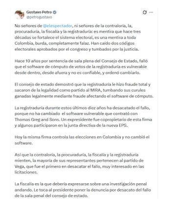 Con este mensaje en X,