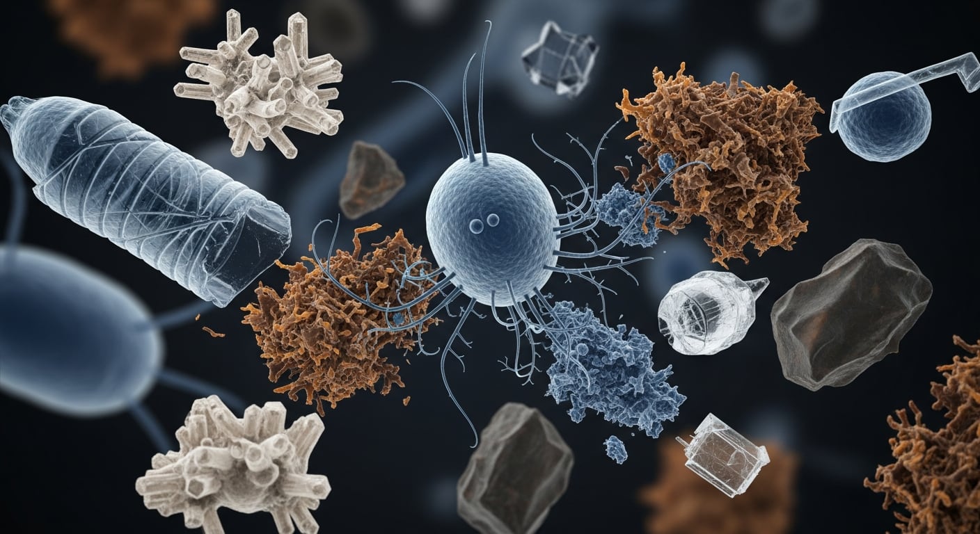 Rhodococcus opacus 1CP puede degradar plásticos, lignina, caucho y esteroides, lo que la posiciona como modelo para biorremediación industrial (Imagen Ilustrativa Infobae)