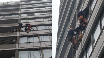 Bomberos descendieron con cuerdas para