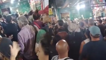 Los usuarios descendieron de la unidad detenida en el kilómetro 88 y ocuparon la vía en protesta por la demora. También fueron afectados porteadores. Composición: Infobae / RPP