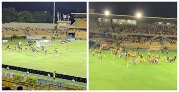 Hinchas del Real Cartagena invaden cancha