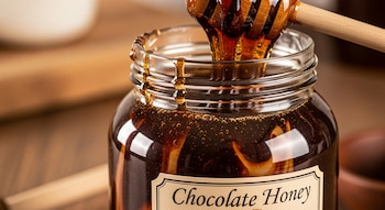 Frascos de miel de chocolate