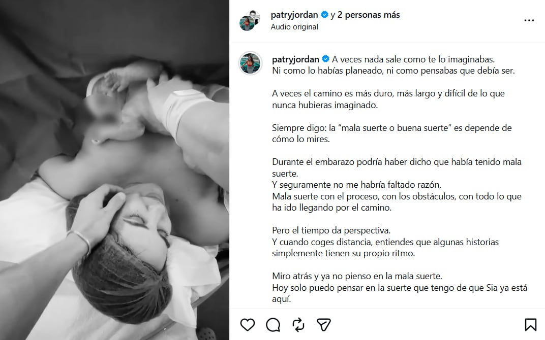 Patry Jordán da a luz a su primera hija tras meses de críticas por su físico (Instagram)