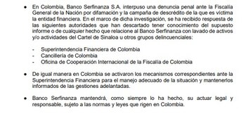 La entidad bancaria negó presuntos