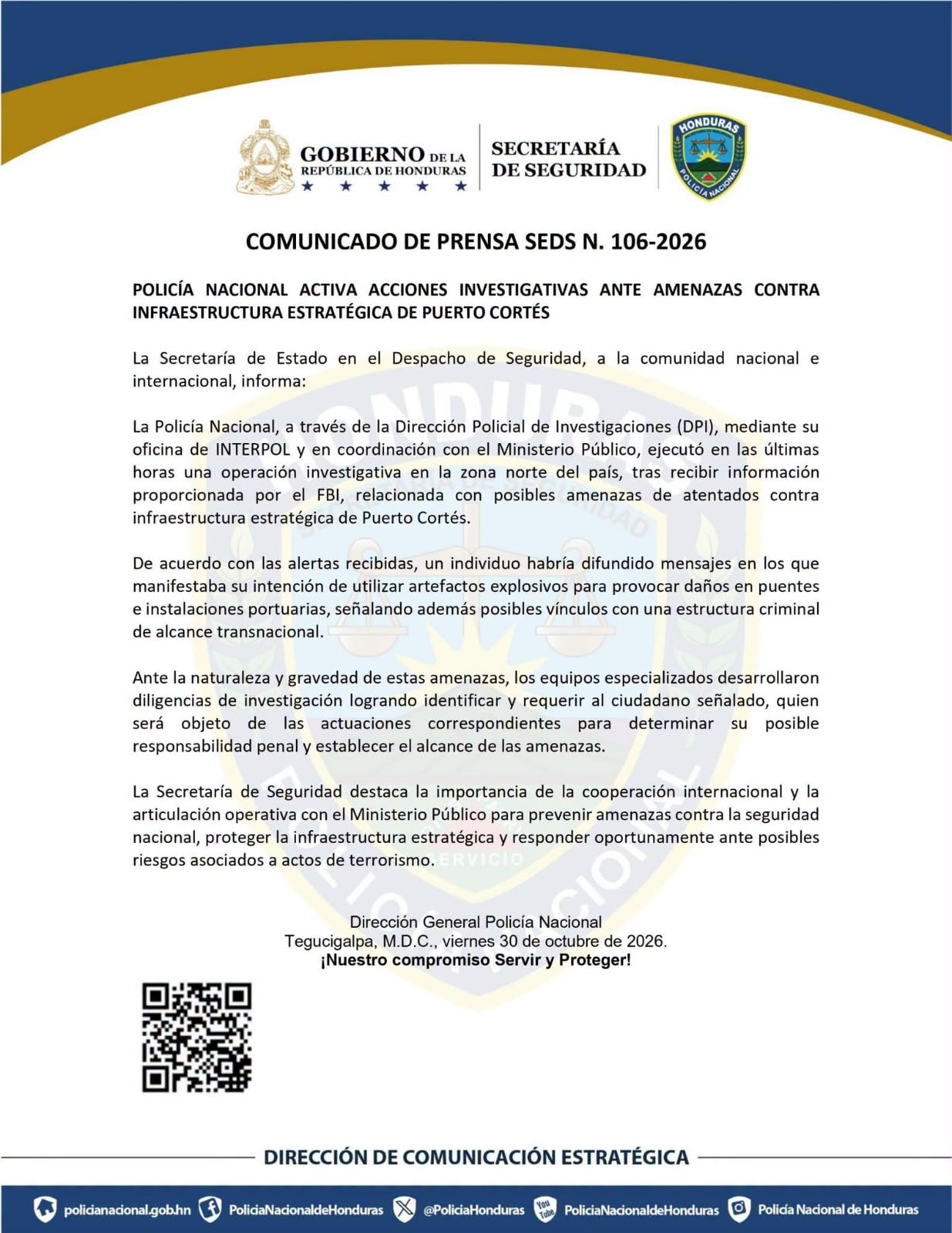 Las autoridades no han confirmado públicamente el hallazgo de explosivos ni la existencia de un plan operativo. (Foto: Policia Nacional)