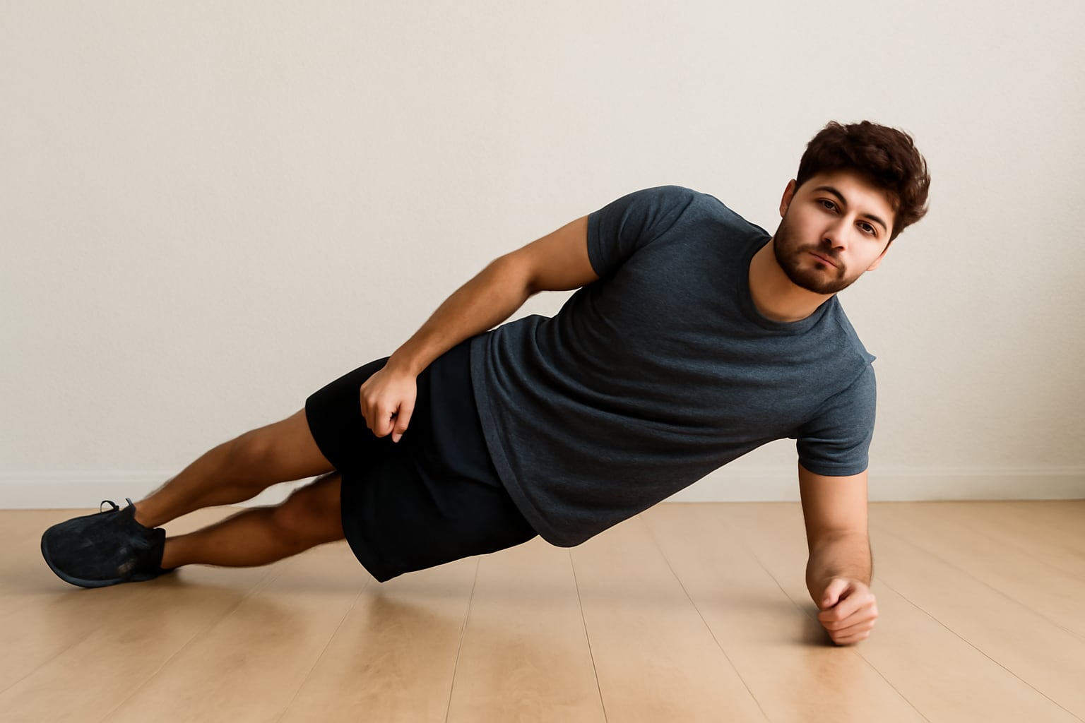 El core está compuesto por los músculos abdominales, espinales, el transverso abdominal, los glúteos y los cuádriceps y se puede ejercitar con plancha lateral