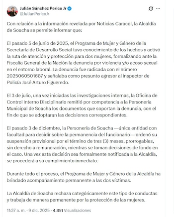 El alcalde de Soacha confirmó