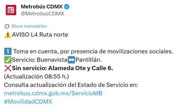 Avance en tiempo real de las diversas líneas de la red de transporte público capitalino.