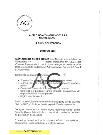 El abogado acreditó la experiencia