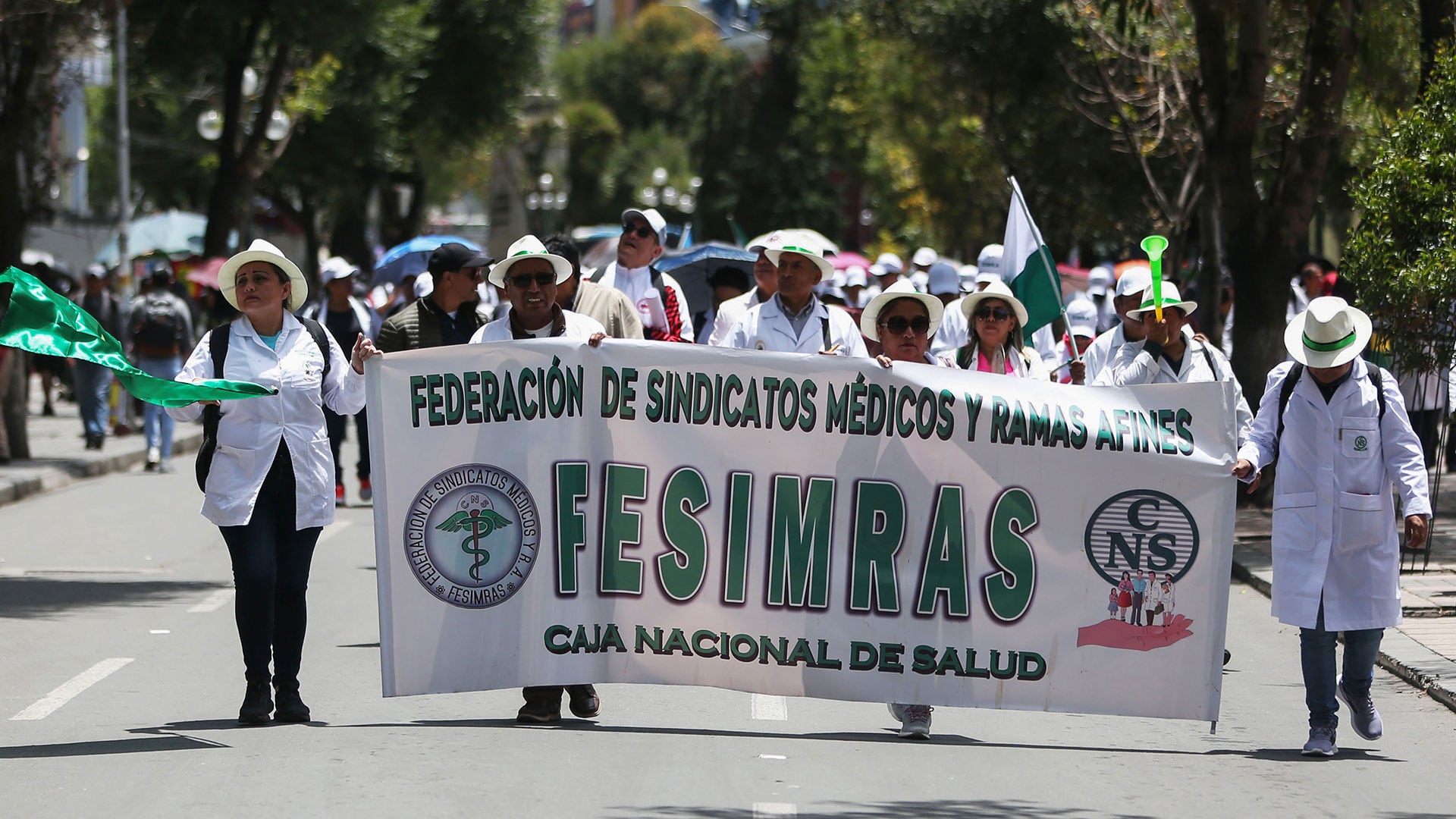 Integrantes del sector salud se manifiestan en La Paz (Bolivia). Imagen de archivo. EFE/Luis Gandarillas