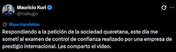 Comunicado de Mauricio Kuri.