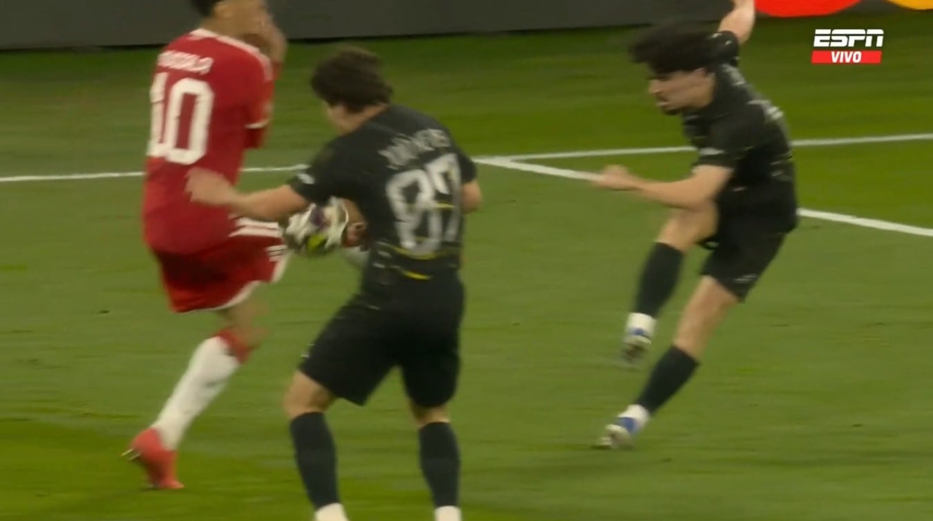 La mano de Joao Neves que encendió la polémica en Bayern Múnich vs PSG (Captura de video)