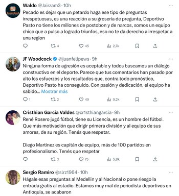 Reacciones de la red social X