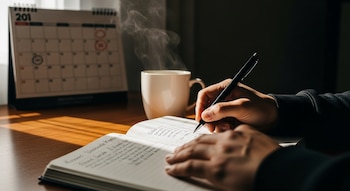 Una persona escribe en una