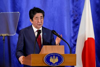 Shinzo Abe, primer ministro de Japón (Wang Zhao/Pool via REUTERS)