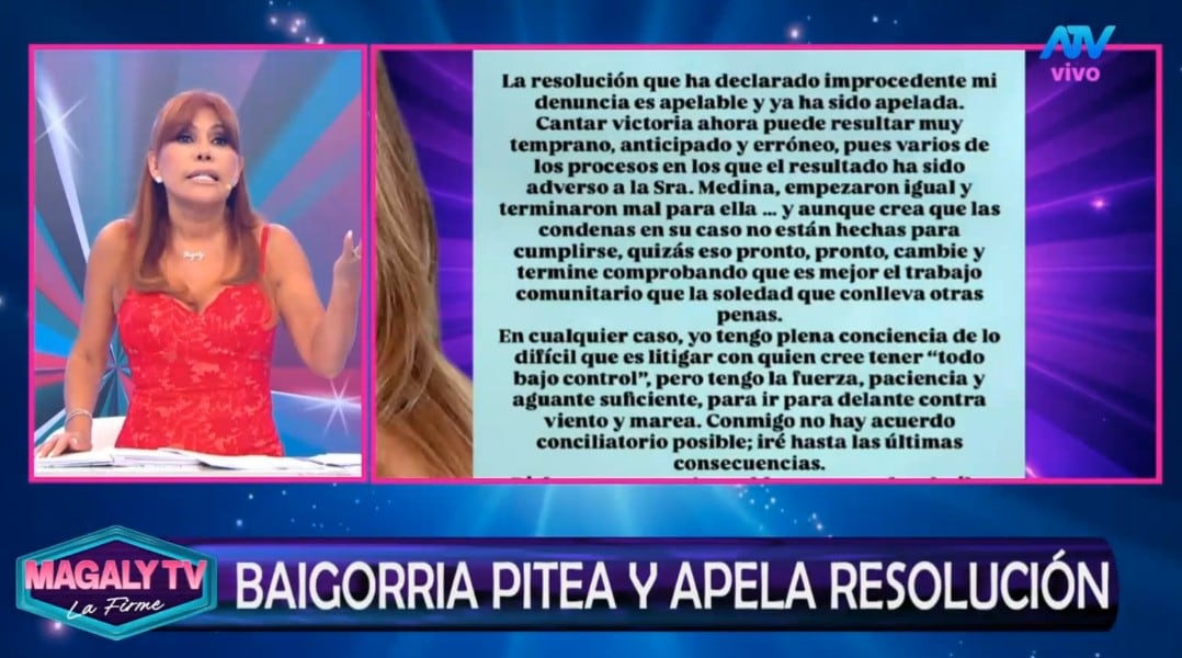 Magaly Medina celebra decisión judicial y resalta defensa de la libertad de expresión: “Una lección de ética profesional”. Captura: Magaly TV La Firme.