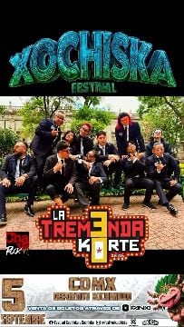 El cartel promocional del Xochiska Festival anuncia la presentación de la banda La Tremenda Korte el 5 de septiembre en el Deportivo Xochimilco de la Ciudad de México. (Xochiska/Instagram)