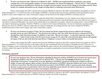 Carta de Pemex a la SEC