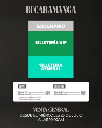 En Bucaramanga las entradas saldrán