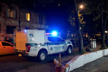 A police van is seen outside the Casa Medina hotel, where Taylor Hawkins, drummer of the band Foo Fighters was staying, who died hours before his presentation at the Estereo Picnic festival, in Bogota, Colombia, March 25, 2022. REUTERS/Mariano Vimos NO RESALES. NO ARCHIVES
