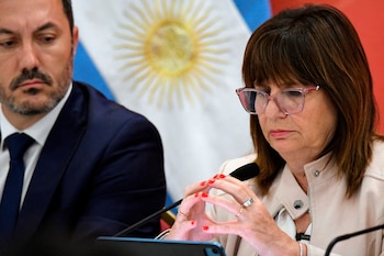 Los ministros Luis Petri (Defensa) y Patricia Bullrich (Bullrich) se alinearon con el mensaje de "reconciliación con las fuerzas armadas" (REUTERS/Stringer)