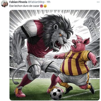 El león comió lechón en los cuadrangulares - crédito redes sociales