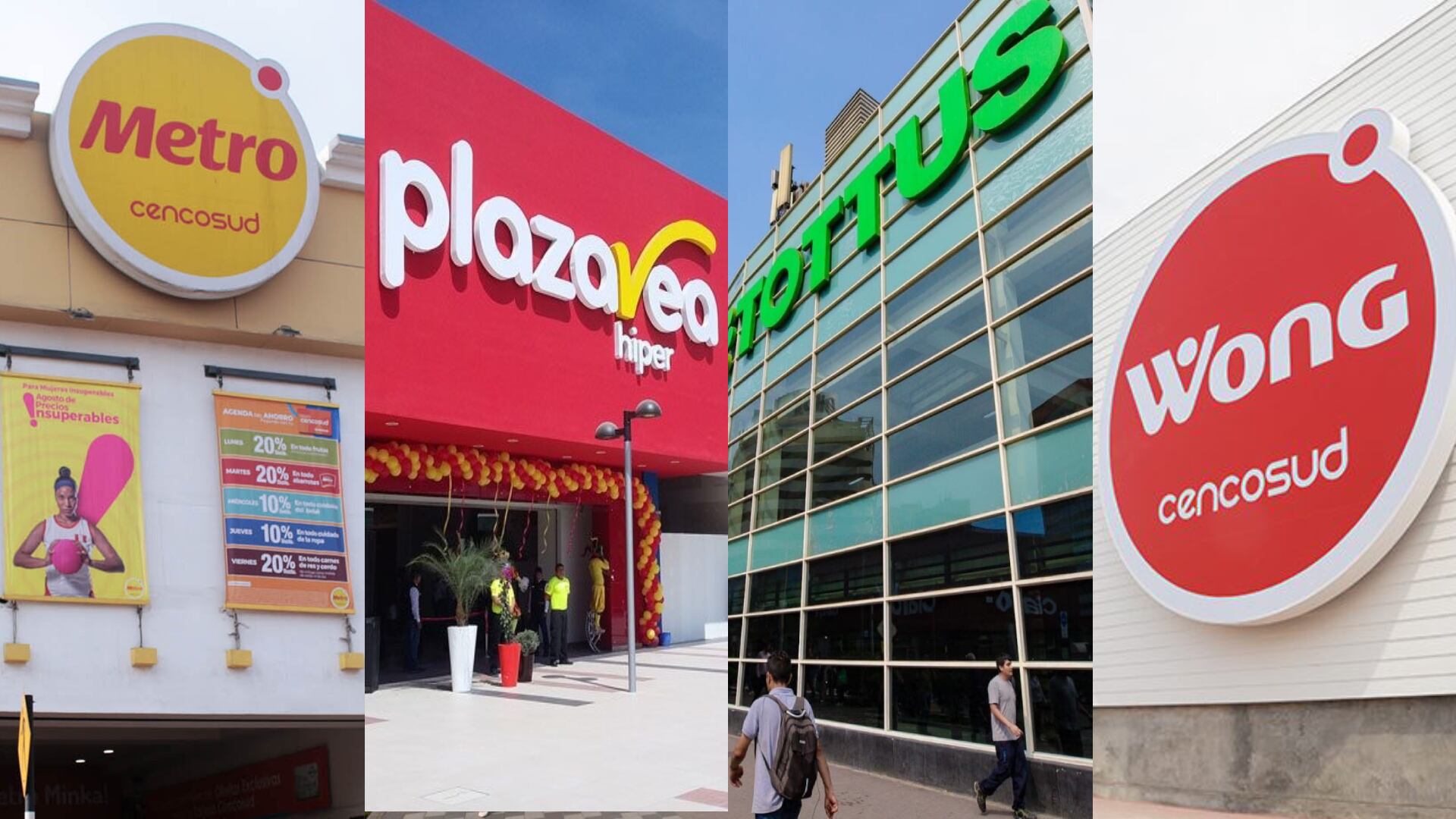 Estos cuatro supermercados son los más concurridos en Perú. Foto: composición Infobae Perú/Andina