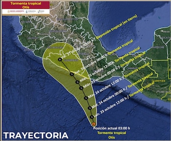 Posible trayectoria de la Tormenta