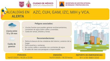 Activan alerta amarilla en estas