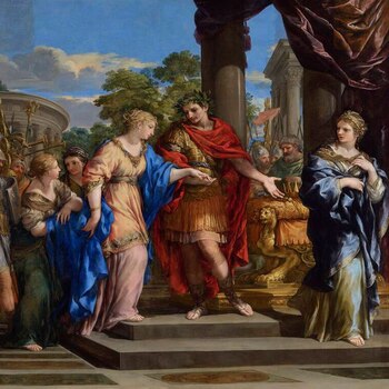 Arsinoe IV, (a la izquierda