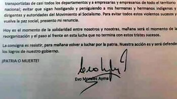 La firma de la carta, con una clásica arenga final