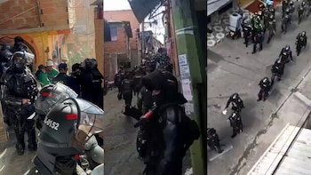 En video quedó la evacuación preventiva de 73 viviendas en Manrique, Medellín, que terminó en disturbios tras intervención de la Undmo