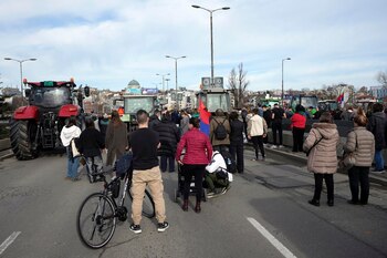 Estudiantes participan en un bloqueo