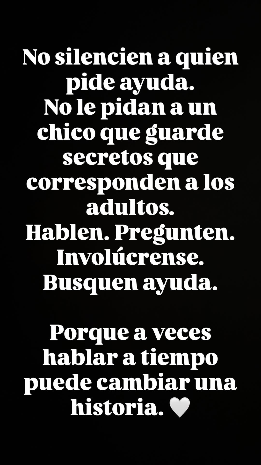 La conductora pidió que hablen, que escuchen y que presten atención a sus familiares (Instagram)