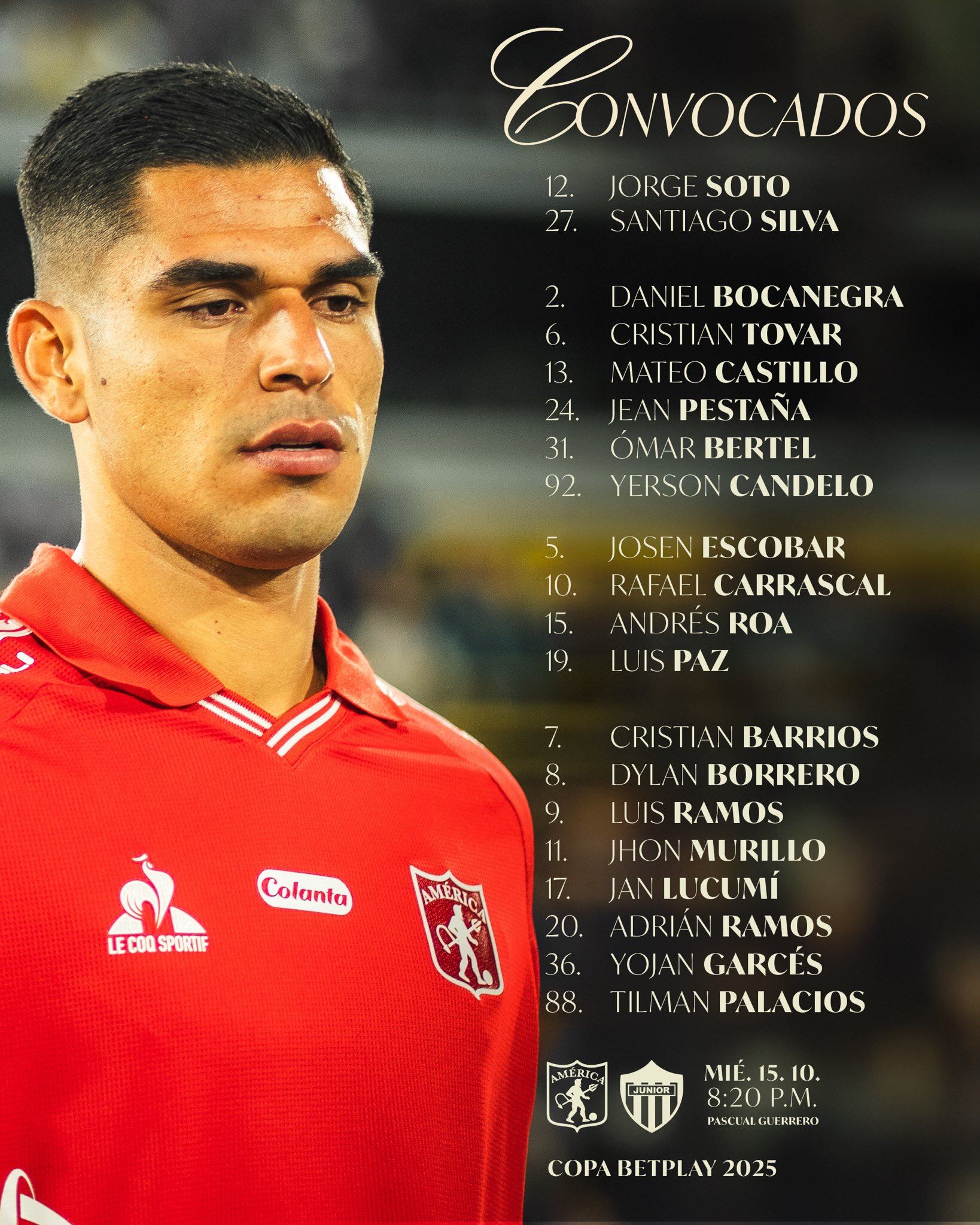 Estos son los 20 convocados del América para enfrentar al Junior por Copa Colombia - crédito América de Cali