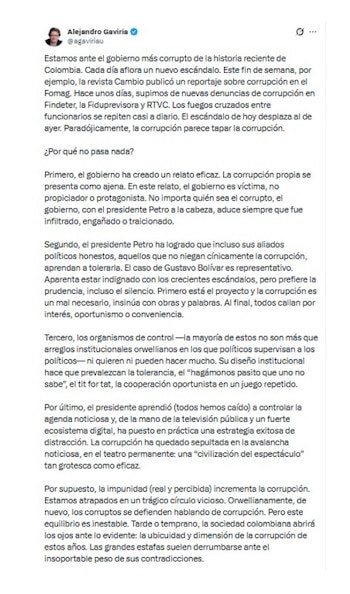 Con este mensaje en X,