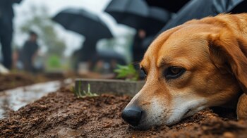 Algunos perros en duelo buscan