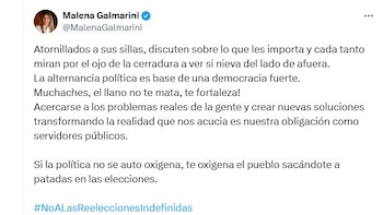 Malena Galmarini expresó su disconformidad