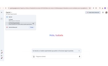 Gemini 2.0 solo está disponible en su página web. (Gemini)