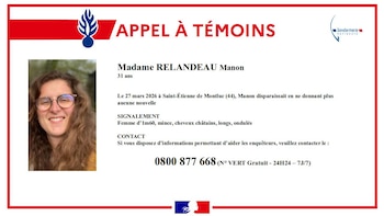 Cartel de búsqueda y petición de ayuda para encontrar a Manon Relandeau
