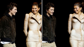 Zendaya y Timothée Chalamet sorprenden con looks coordinados y opuestos